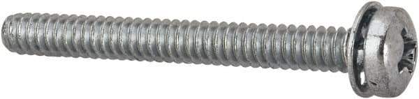 Value Collection - #6-32 UNC, 1-1/4" Length Under Head Phillips Drive Machine Screw - Pan Head, Grade J82 Steel, Zinc-Plated Finish, Internal Tooth - Exact Tool & Supply