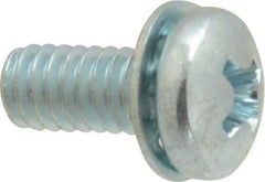 Value Collection - #8-32 UNC, 3/8" Length Under Head Phillips Drive Machine Screw - Pan Head, Grade J82 Steel, Zinc-Plated Finish, Internal Tooth - Exact Tool & Supply