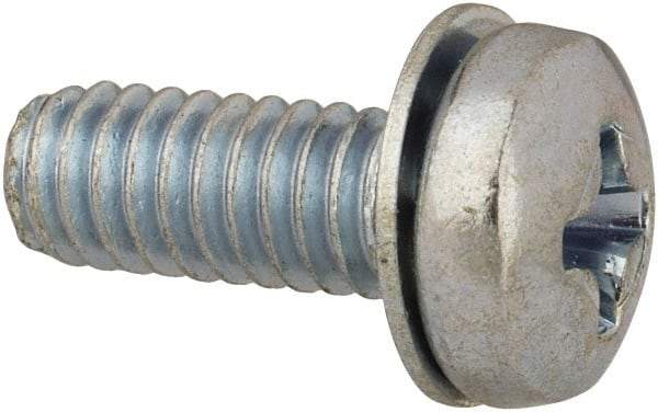Value Collection - #8-32 UNC, 7/16" Length Under Head Phillips Drive Machine Screw - Pan Head, Grade J82 Steel, Zinc-Plated Finish, Internal Tooth - Exact Tool & Supply