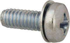 Value Collection - #8-32 UNC, 7/16" Length Under Head Phillips Drive Machine Screw - Pan Head, Grade J82 Steel, Zinc-Plated Finish, Internal Tooth - Exact Tool & Supply