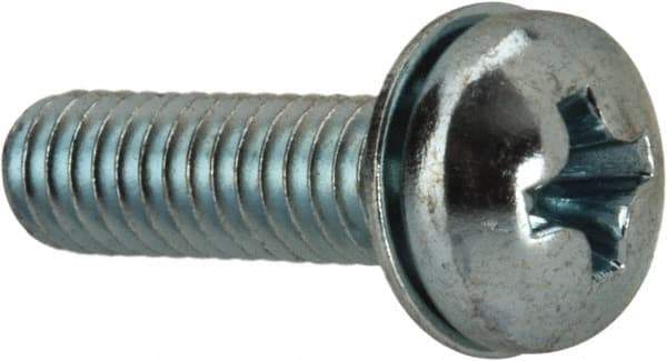 Value Collection - #8-32 UNC, 5/8" Length Under Head Phillips Drive Machine Screw - Pan Head, Grade J82 Steel, Zinc-Plated Finish, Internal Tooth - Exact Tool & Supply