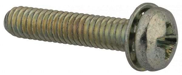 Value Collection - #8-32 UNC, 7/8" Length Under Head Phillips Drive Machine Screw - Pan Head, Grade J82 Steel, Zinc-Plated Finish, Internal Tooth - Exact Tool & Supply