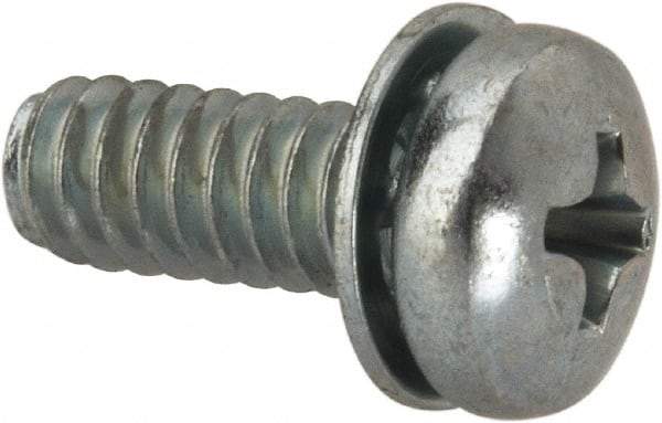 Value Collection - #10-24 UNC, 1/2" Length Under Head Phillips Drive Machine Screw - Pan Head, Grade J82 Steel, Zinc-Plated Finish, Internal Tooth - Exact Tool & Supply