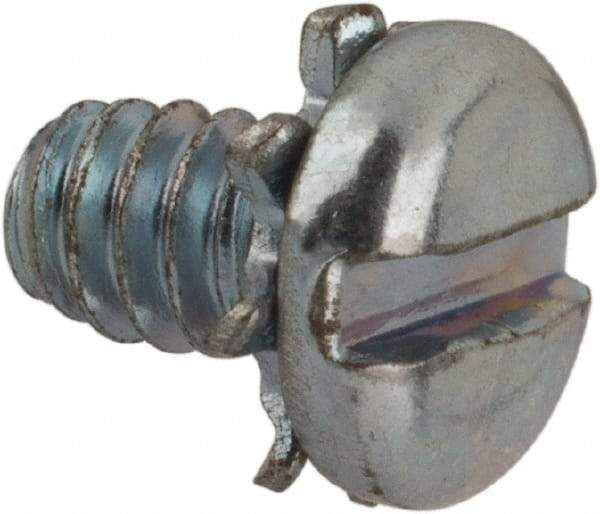Value Collection - #4-40 UNC, 3/16" Length Under Head Slotted Drive Machine Screw - Pan Head, Grade J82 Steel, Zinc-Plated Finish, External Tooth - Exact Tool & Supply