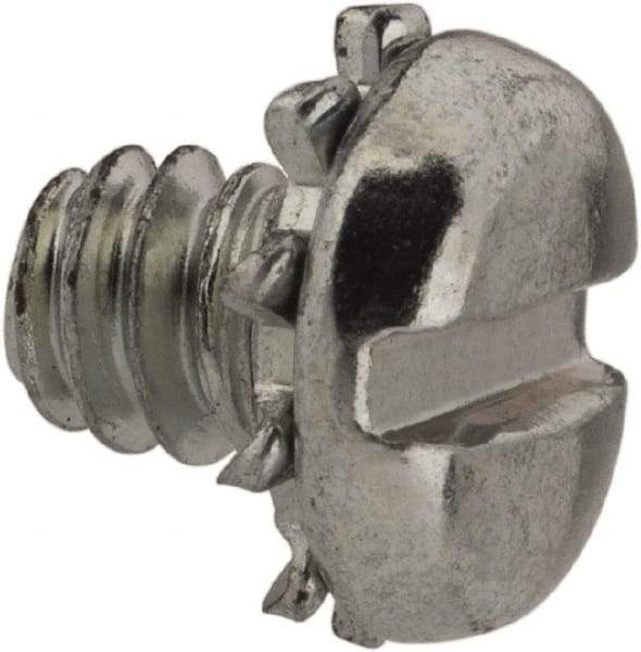 Value Collection - #6-32 UNC, 3/16" Length Under Head Slotted Drive Machine Screw - Pan Head, Grade J82 Steel, Zinc-Plated Finish, External Tooth - Exact Tool & Supply