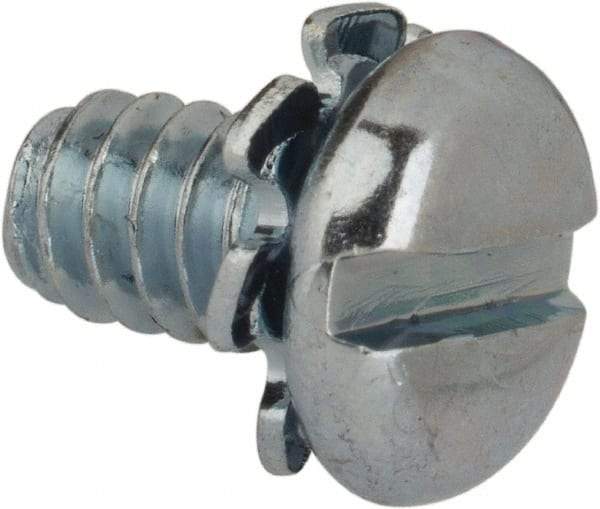 Value Collection - #6-32 UNC, 1/4" Length Under Head Slotted Drive Machine Screw - Pan Head, Grade J82 Steel, Zinc-Plated Finish, External Tooth - Exact Tool & Supply