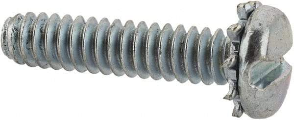Value Collection - #6-32 UNC, 5/8" Length Under Head Slotted Drive Machine Screw - Pan Head, Grade J82 Steel, Zinc-Plated Finish, External Tooth - Exact Tool & Supply