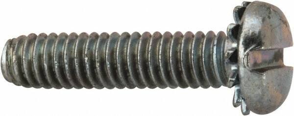 Value Collection - #8-32 UNC, 3/4" Length Under Head Slotted Drive Machine Screw - Pan Head, Grade J82 Steel, Zinc-Plated Finish, External Tooth - Exact Tool & Supply