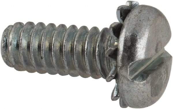 Value Collection - #10-24 UNC, 1/2" Length Under Head Slotted Drive Machine Screw - Pan Head, Grade J82 Steel, Zinc-Plated Finish, External Tooth - Exact Tool & Supply