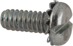 Value Collection - #10-24 UNC, 1/2" Length Under Head Slotted Drive Machine Screw - Pan Head, Grade J82 Steel, Zinc-Plated Finish, External Tooth - Exact Tool & Supply