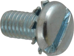 Value Collection - #10-32 UNF, 3/8" Length Under Head Slotted Drive Machine Screw - Pan Head, Grade J82 Steel, Zinc-Plated Finish, External Tooth - Exact Tool & Supply