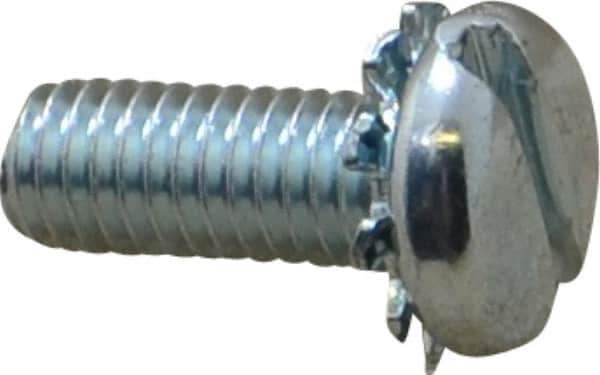 Value Collection - #10-32 UNF, 1/2" Length Under Head Slotted Drive Machine Screw - Pan Head, Grade J82 Steel, Zinc-Plated Finish, External Tooth - Exact Tool & Supply