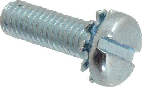 Value Collection - #10-32 UNF, 5/8" Length Under Head Slotted Drive Machine Screw - Pan Head, Grade J82 Steel, Zinc-Plated Finish, External Tooth - Exact Tool & Supply
