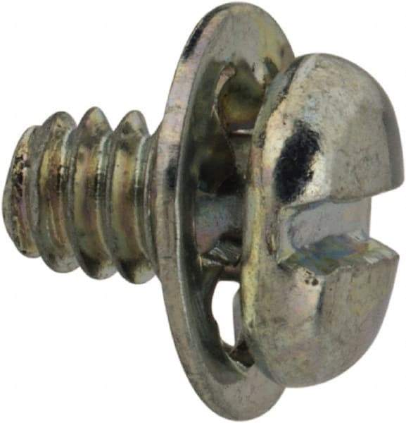 Value Collection - #4-40 UNC, 3/16" Length Under Head Slotted Drive Machine Screw - Pan Head, Grade J82 Steel, Zinc-Plated Finish, Internal Tooth - Exact Tool & Supply