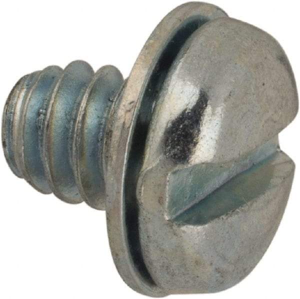 Value Collection - #6-32 UNC, 3/16" Length Under Head Slotted Drive Machine Screw - Pan Head, Grade J82 Steel, Zinc-Plated Finish, Internal Tooth - Exact Tool & Supply