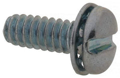 Value Collection - #6-32 UNC, 3/8" Length Under Head Slotted Drive Machine Screw - Pan Head, Grade J82 Steel, Zinc-Plated Finish, Internal Tooth - Exact Tool & Supply