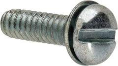 Value Collection - #6-32 UNC, 1/2" Length Under Head Slotted Drive Machine Screw - Pan Head, Grade J82 Steel, Zinc-Plated Finish, Internal Tooth - Exact Tool & Supply