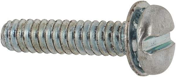 Value Collection - #6-32 UNC, 5/8" Length Under Head Slotted Drive Machine Screw - Pan Head, Grade J82 Steel, Zinc-Plated Finish, Internal Tooth - Exact Tool & Supply
