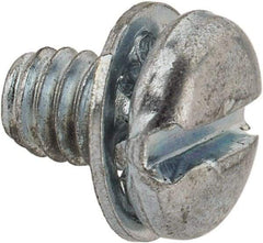 Value Collection - #8-32 UNC, 1/4" Length Under Head Slotted Drive Machine Screw - Pan Head, Grade J82 Steel, Zinc-Plated Finish, Internal Tooth - Exact Tool & Supply