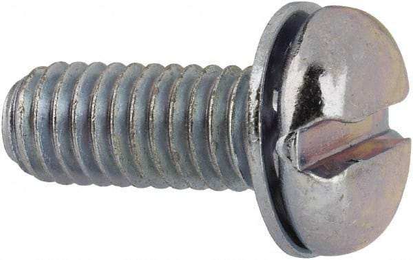 Value Collection - #10-32 UNF, 1/2" Length Under Head Slotted Drive Machine Screw - Pan Head, Grade J82 Steel, Zinc-Plated Finish, Internal Tooth - Exact Tool & Supply