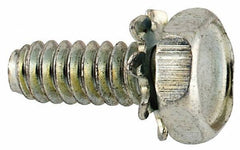 Value Collection - #6-32 UNC, 3/8" Length Under Head Hex Drive Machine Screw - Hex Head, Grade J82 Steel, Zinc-Plated Finish, External Tooth - Exact Tool & Supply