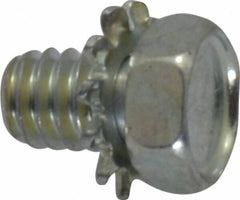 Value Collection - #8-32 UNC, 1/4" Length Under Head Hex Drive Machine Screw - Hex Head, Grade J82 Steel, Zinc-Plated Finish, External Tooth - Exact Tool & Supply
