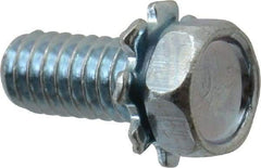 Value Collection - #8-32 UNC, 3/8" Length Under Head Hex Drive Machine Screw - Hex Head, Grade J82 Steel, Zinc-Plated Finish, External Tooth - Exact Tool & Supply