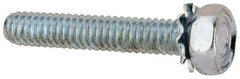Value Collection - 1/4-20 UNC, 1-1/2" Length Under Head Hex Drive Machine Screw - Hex Head, Grade J82 Steel, Zinc-Plated Finish, External Tooth - Exact Tool & Supply