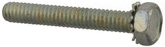 Value Collection - 1/4-20 UNC, 1-3/4" Length Under Head Hex Drive Machine Screw - Hex Head, Grade J82 Steel, Zinc-Plated Finish, External Tooth - Exact Tool & Supply
