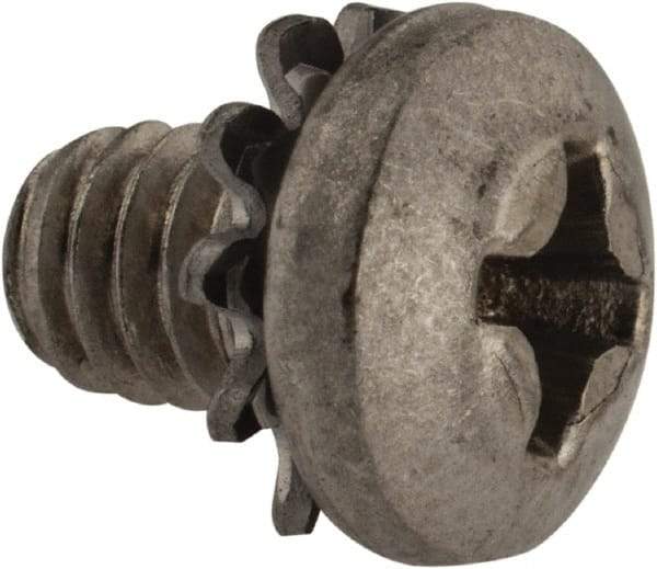 Value Collection - #8-32 UNC, 1/4" Length Under Head Phillips Drive Machine Screw - Pan Head, Grade 18-8 Stainless Steel, External Tooth - Exact Tool & Supply