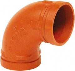 Made in USA - Size 2-1/2", Class 150, Malleable Iron Orange Pipe 90° Elbow - Grooved End Connection - Exact Tool & Supply