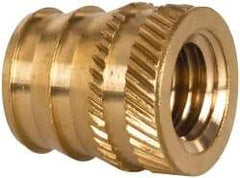 E-Z LOK - 3/8-16, 0.488" Small to 0.54" Large End Hole Diam, Brass Double Vane Tapered Hole Threaded Insert - 9/16" Insert, 0.493" Pilot Diam, 5/8" OAL, 0.293" Min Wall Thickness - Exact Tool & Supply