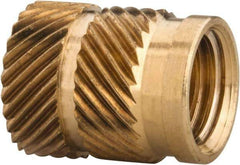 E-Z LOK - 5/16 24 UNF, 0.403" Diam, Brass Unheaded Heat Installed Threaded Insert - 0.378" Hole, 1/2" OAL, 0.403" Head Diam - Exact Tool & Supply