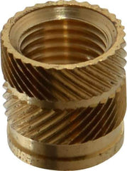 E-Z LOK - 3/8 24" UNF, 0.494" Diam, Brass Unheaded Heat Installed Threaded Insert - 15/32" Hole, 1/2" OAL, 0.494" Head Diam - Exact Tool & Supply