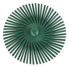 3M - 3" Diam, Type R Quick Change Radial Bristle Brush - 50 Grit, Coarse Grade, 25,000 Max RPM, Green - Exact Tool & Supply