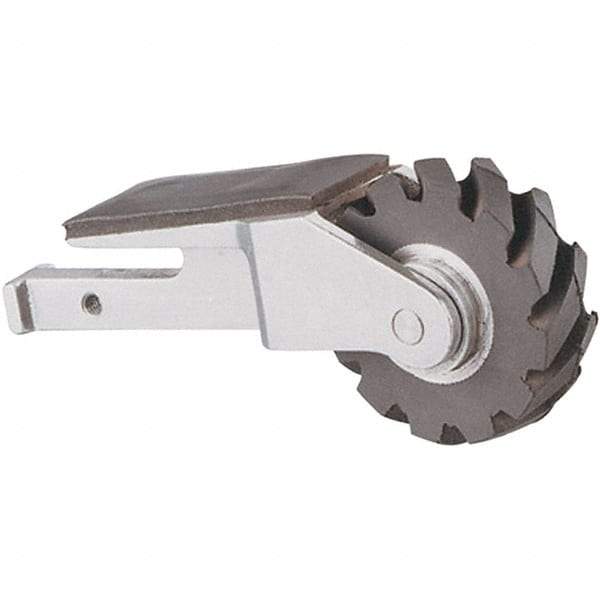 Dynabrade - 5/8" Wide Contact Arm - 18" Belt Length x 1" Belt Width, Serrated, Rubber, 40" Contact Wheel Diam - Exact Tool & Supply