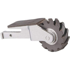 Dynabrade - 5/8" Wide Contact Arm - 18" Belt Length x 1" Belt Width, Serrated, Rubber, 40" Contact Wheel Diam - Exact Tool & Supply