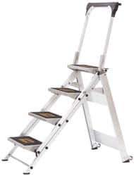 Little Giant Ladder - 4 Steps, 3' High, Type IA Rating, Aluminum Step Ladder - 300 Lb Capacity, 22-1/2" Base Width - Exact Tool & Supply