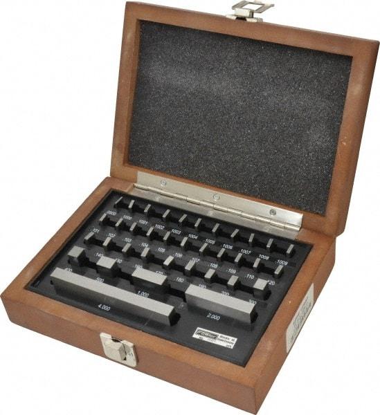 Fowler - 36 Piece, 0.05 to 4", Economy Grade, Steel Gage Block Set - Rectangular, 0.00005" Tolerance - Exact Tool & Supply