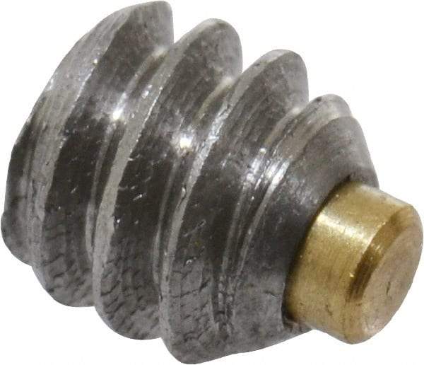 Made in USA - #6-32 UNC, 1/8" Length of Thread, Soft Tip Point Set Screw - Grade 18-8 Stainless Steel - Exact Tool & Supply