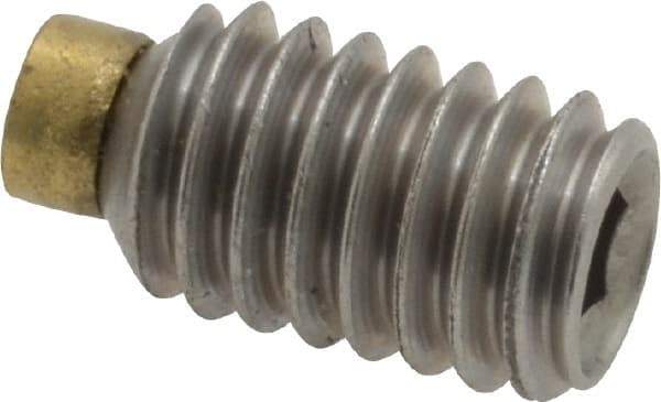 Made in USA - 5/16-18 UNC, 1/2" Length of Thread, Soft Tip Point Set Screw - Grade 18-8 Stainless Steel - Exact Tool & Supply