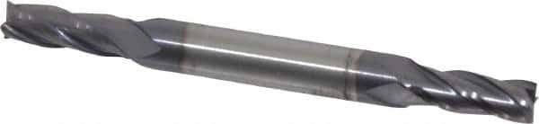 Niagara Cutter - 13/64", 1/2" LOC, 1/4" Shank Diam, 2-1/2" OAL, 4 Flute, Solid Carbide Square End Mill - Double End, TiAlN Finish, Spiral Flute, 30° Helix, Centercutting, Right Hand Cut, Right Hand Flute, Series CSD430 - Exact Tool & Supply