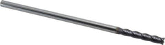 Niagara Cutter - 1/4", 1-1/2" LOC, 1/4" Shank Diam, 6" OAL, 4 Flute, Solid Carbide Square End Mill - Single End, TiAlN Finish, Spiral Flute, 30° Helix, Centercutting, Right Hand Cut, Right Hand Flute, Series C430 - Exact Tool & Supply