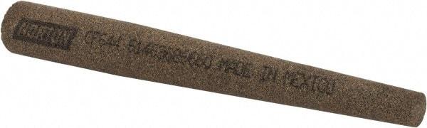Norton - 4" Long x 1/2" Diam x 1/4" Thick, Aluminum Oxide Sharpening Stone - Round Tapered, Coarse Grade - Exact Tool & Supply