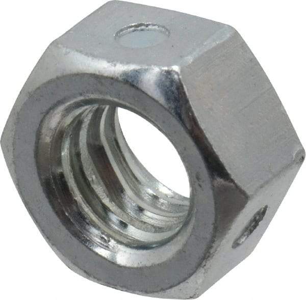 Value Collection - 5/16-18 UNC Grade 2 Two Way Lock Nut with Distorted Thread - 1/2" Width Across Flats, 17/64" High, Zinc-Plated Finish - Exact Tool & Supply