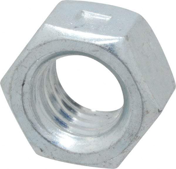 Value Collection - 3/8-16 UNC Grade 2 Two Way Lock Nut with Distorted Thread - 9/16" Width Across Flats, 21/64" High, Zinc-Plated Finish - Exact Tool & Supply