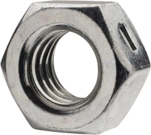 Value Collection - 7/16-14 UNC Grade 2 Two Way Lock Nut with Distorted Thread - 11/16" Width Across Flats, 3/8" High, Zinc-Plated Finish - Exact Tool & Supply