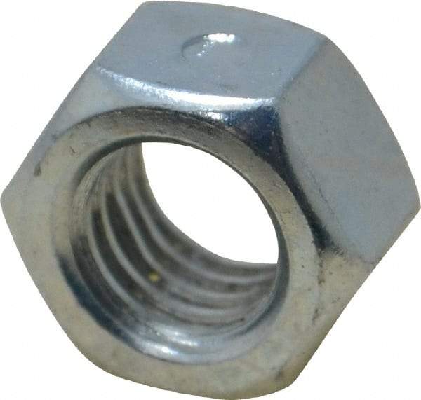 Value Collection - 1/2-13 UNC Grade 2 Two Way Lock Nut with Distorted Thread - 3/4" Width Across Flats, 7/16" High, Zinc-Plated Finish - Exact Tool & Supply