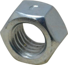 Value Collection - 1/2-13 UNC Grade 2 Two Way Lock Nut with Distorted Thread - 3/4" Width Across Flats, 7/16" High, Zinc-Plated Finish - Exact Tool & Supply