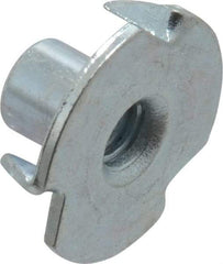 Value Collection - #8-32 Zinc-Plated Steel Standard Tee Nut - 1/4" Barrel Length, 5/8" Flange Diam, 3 Prongs - Exact Tool & Supply